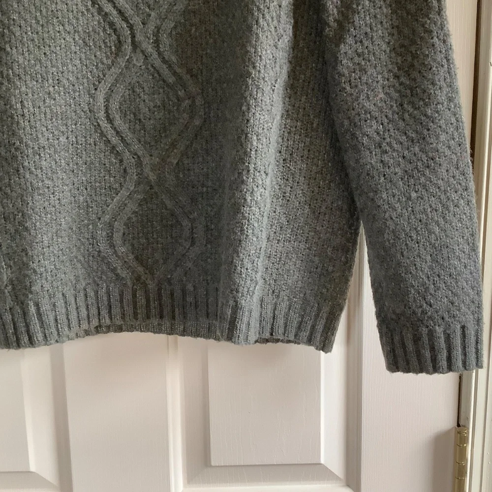 ZARA Men Cable Knit Sweater Gray Green SZ XL